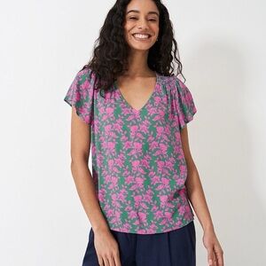 Crew Clothing Tia Floral Frill Top